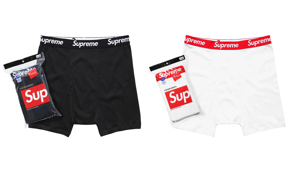 Boxeri negri / albi Supreme Hanes Boxer Briefs (4 Pack)