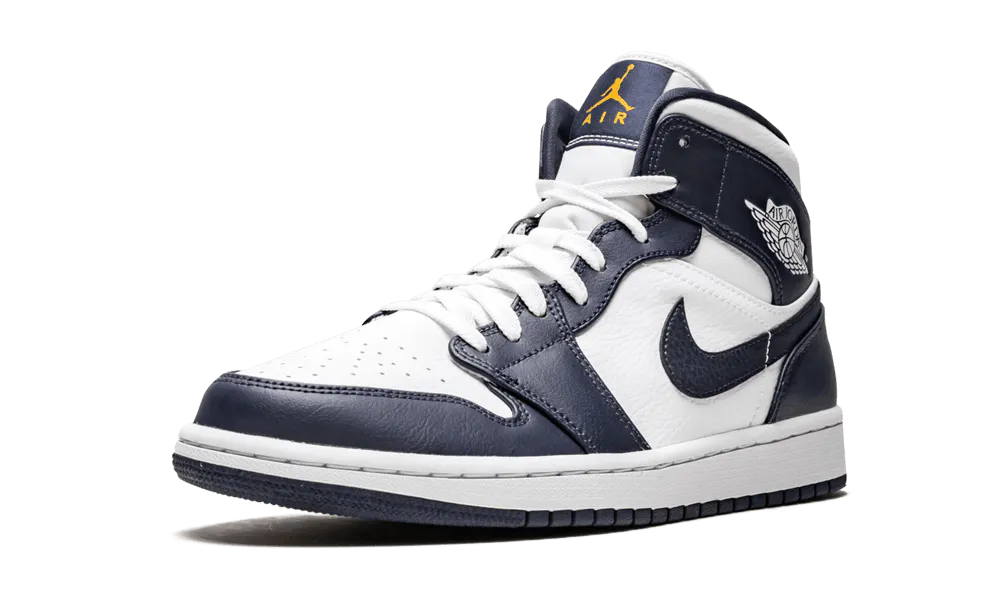 Jordan 1 Mid White Metallic Gold Obsidian imagine fata