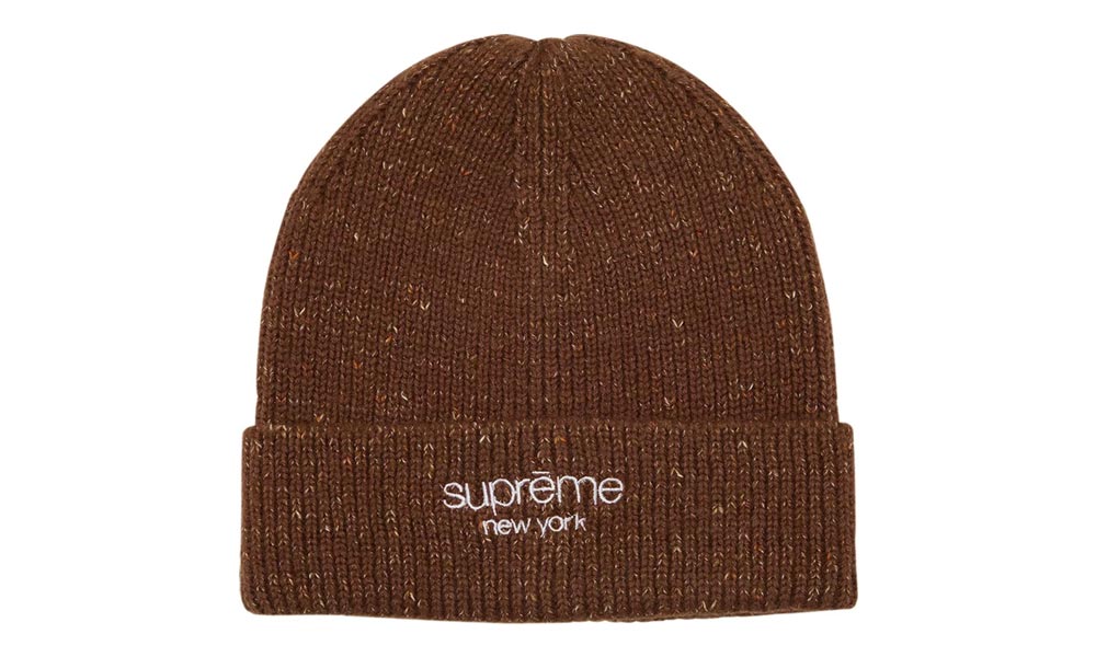 Supreme Rainbow Speckle Beanie Brown fata