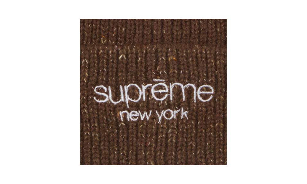 Supreme Rainbow Speckle Beanie Brown detaliu